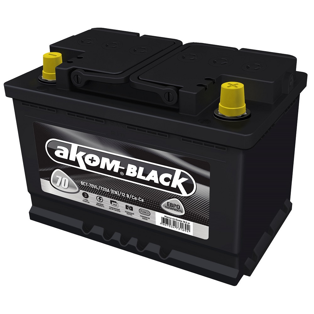 АКБ 70 АКОМ BLACK Евро