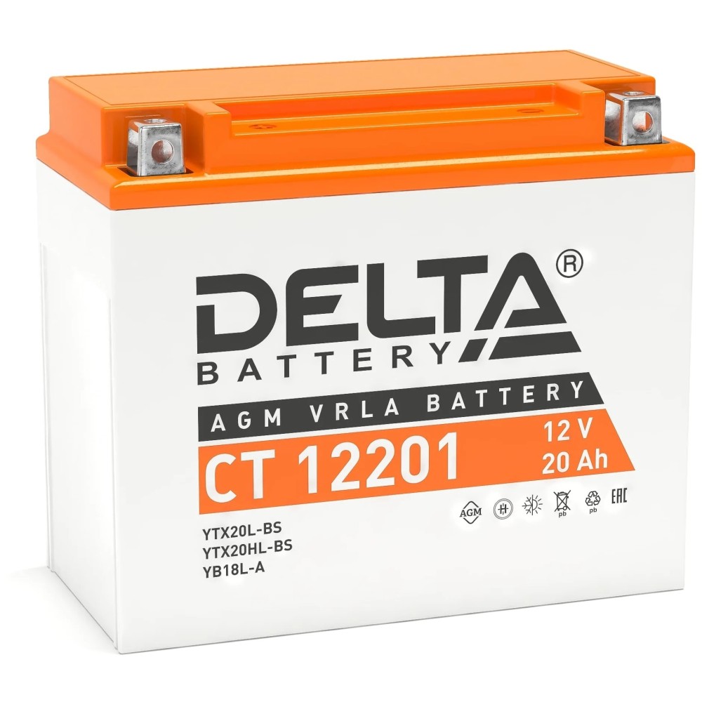 Аккумуляторная батарея 12V 20Ah Delta СТ 12201 о.п.(- +)